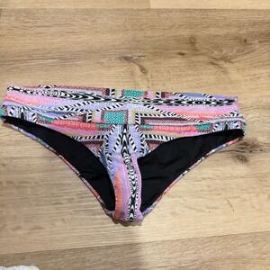 OndadeMar Womens Multicolor Geometric Tribal Print Bikini Bottoms Size M